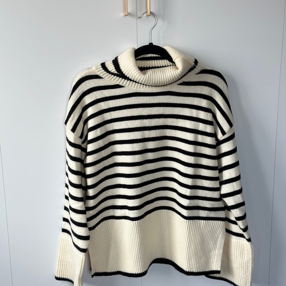 SHEIN Striped Turtleneck Sweater in Black and White - Picture 1 of 2
